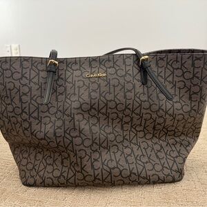 Calvin Klein Black and Brown Monogram Tote